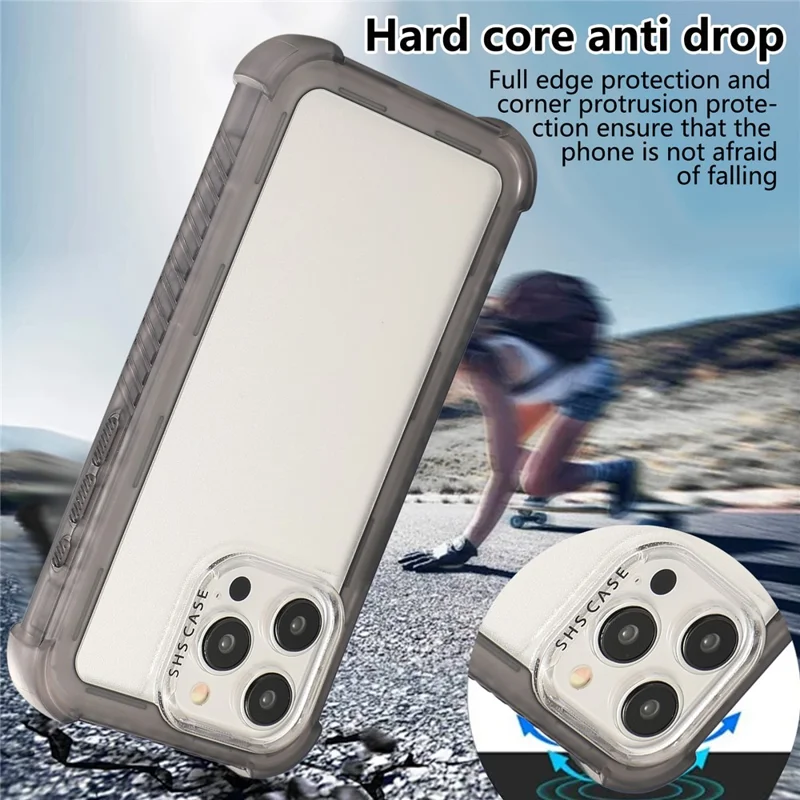 For iPhone 16 Pro Max Matte Case TPU+PC 3-in-1 Protective Phone Cover - Grey