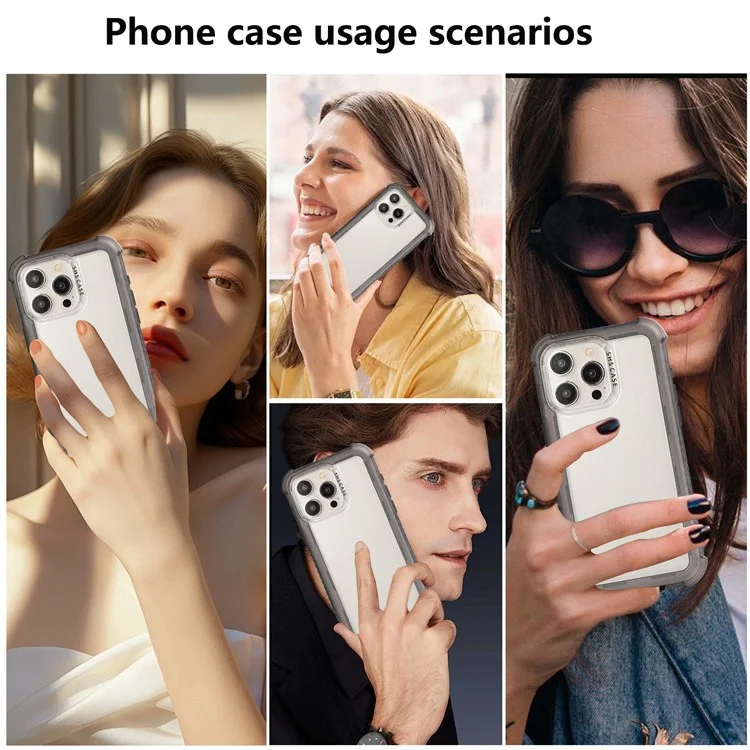 For iPhone 16 Pro Max Matte Case TPU+PC 3-in-1 Protective Phone Cover - Grey