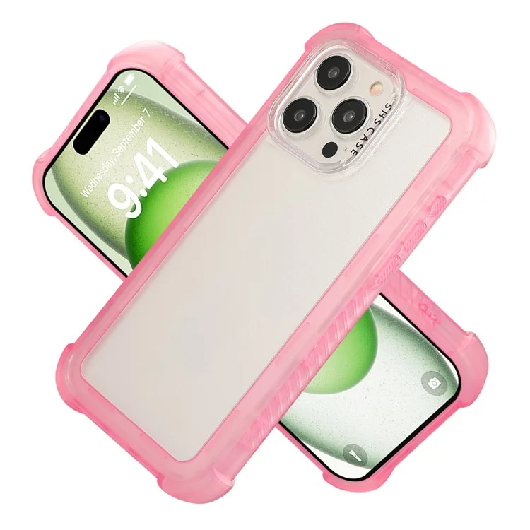Чехол для iPhone 15 Pro Non-Slip Side Edge TPU+PC Matte Phone Cover - Pink