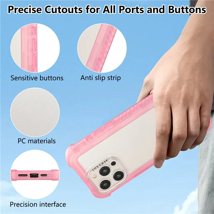 Чехол для iPhone 15 Pro Non-Slip Side Edge TPU+PC Matte Phone Cover - Pink