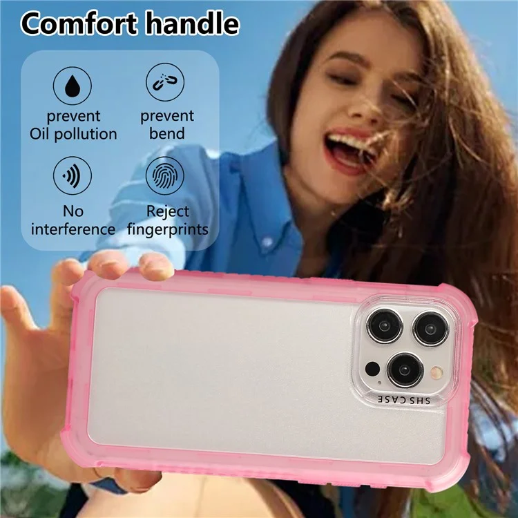 Чехол для iPhone 15 Pro Non-Slip Side Edge TPU+PC Matte Phone Cover - Pink