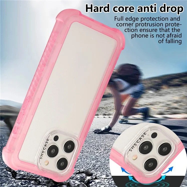 Чехол для iPhone 15 Pro Non-Slip Side Edge TPU+PC Matte Phone Cover - Pink