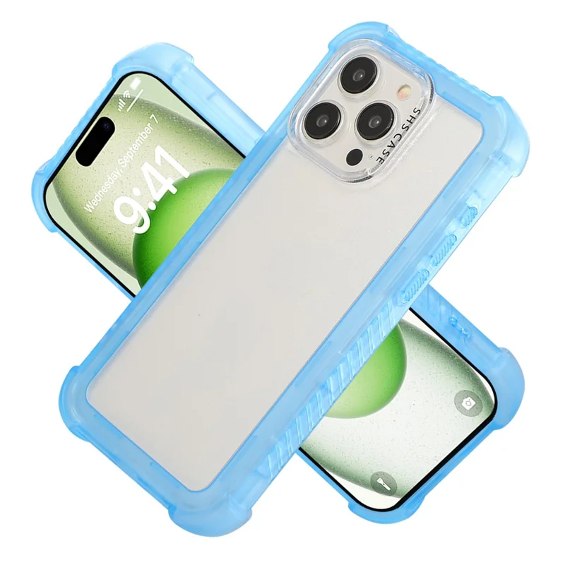 For iPhone 15 Pro Case Non-slip Side Edge TPU+PC Matte Phone Cover - Blue