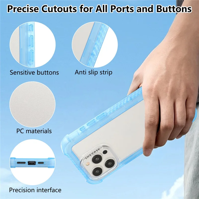 For iPhone 15 Pro Case Non-slip Side Edge TPU+PC Matte Phone Cover - Blue
