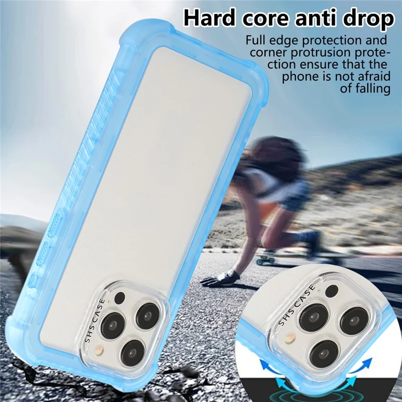For iPhone 15 Pro Case Non-slip Side Edge TPU+PC Matte Phone Cover - Blue