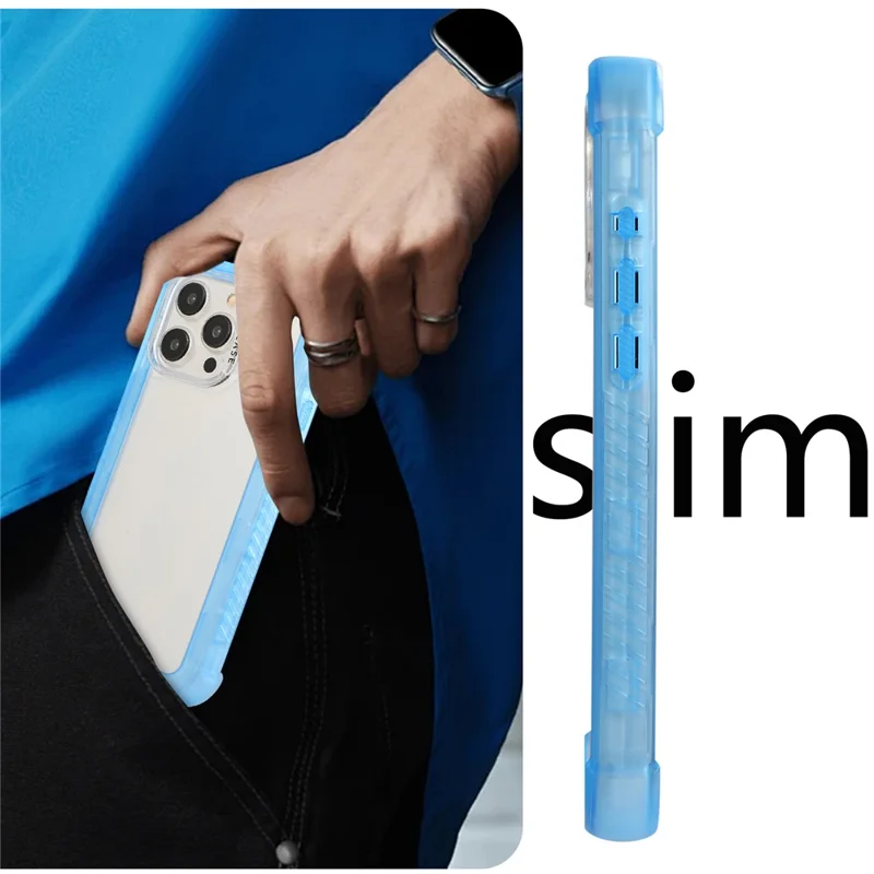 For iPhone 15 Pro Case Non-slip Side Edge TPU+PC Matte Phone Cover - Blue