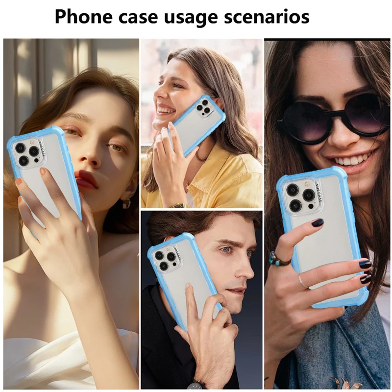 For iPhone 15 Pro Case Non-slip Side Edge TPU+PC Matte Phone Cover - Blue