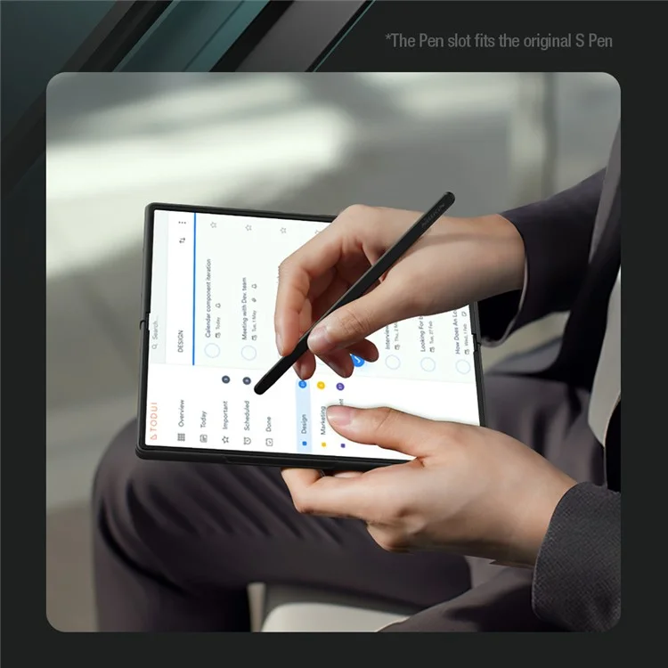 Capa dobrável Flex Pure NILLKIN para Samsung Galaxy Z Fold6 5G, silicone + PC, com caneta stylus - Preto