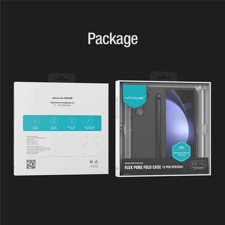 Capa dobrável Flex Pure NILLKIN para Samsung Galaxy Z Fold6 5G, silicone + PC, com caneta stylus - Preto