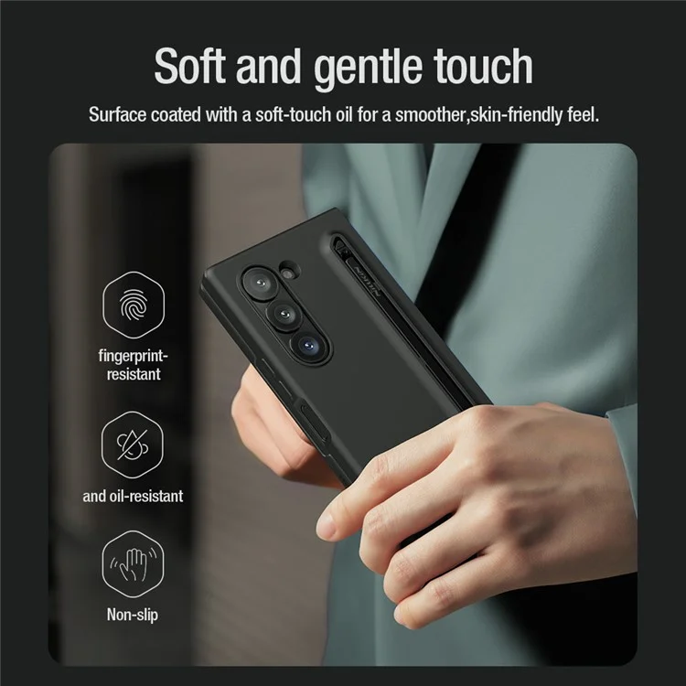 Capa dobrável Flex Pure NILLKIN para Samsung Galaxy Z Fold6 5G, silicone + PC, com caneta stylus - Preto