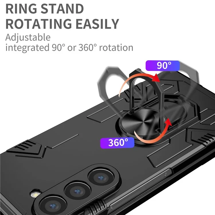 Для Samsung Galaxy Z Fold6 5G Чехол PC Hard Phone Cover с держателем кольца и подставкой - Черный