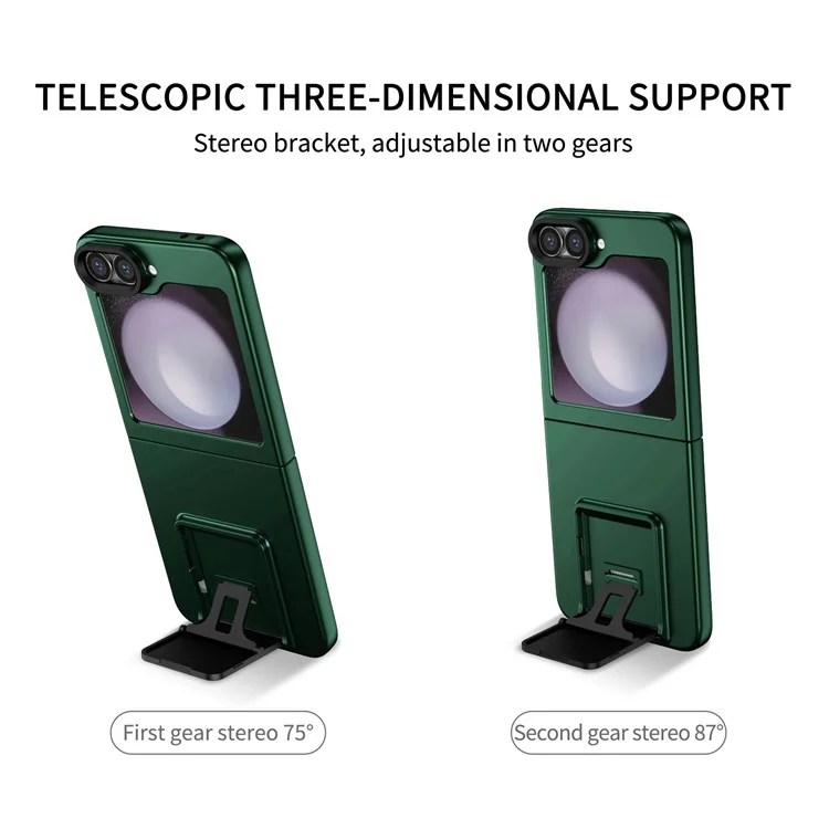 For Samsung Galaxy Z Flip6 5G Case Kickstand Anti-Scratch Hard PC Phone Cover - Green