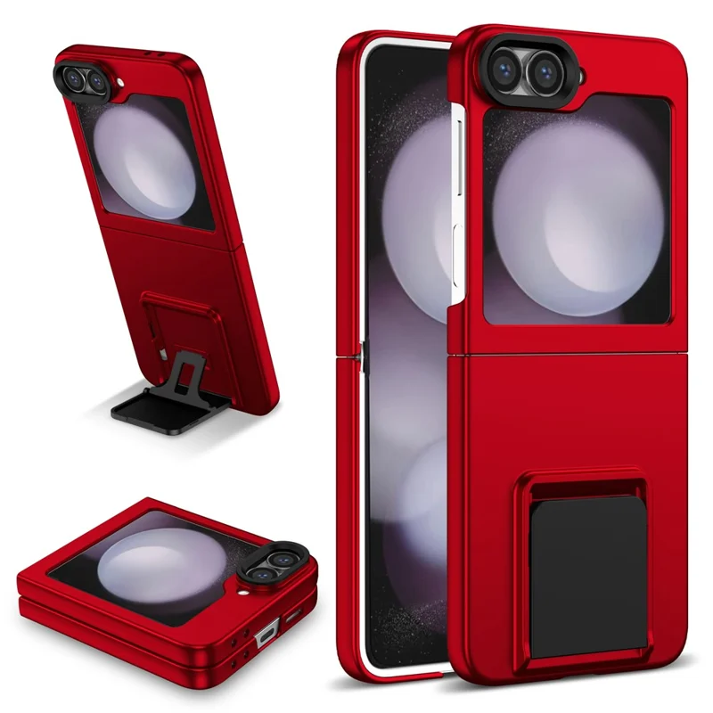 For Samsung Galaxy Z Flip7 FE 5G / Z Flip6 5G Case Kickstand Anti-Scratch Hard PC Phone Cover - Red