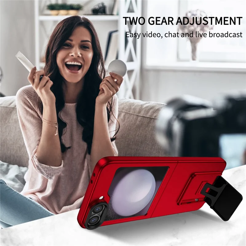 For Samsung Galaxy Z Flip7 FE 5G / Z Flip6 5G Case Kickstand Anti-Scratch Hard PC Phone Cover - Red