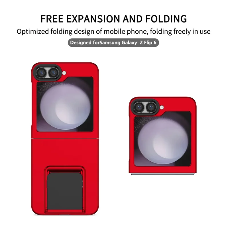 For Samsung Galaxy Z Flip7 FE 5G / Z Flip6 5G Case Kickstand Anti-Scratch Hard PC Phone Cover - Red