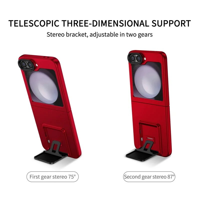 For Samsung Galaxy Z Flip7 FE 5G / Z Flip6 5G Case Kickstand Anti-Scratch Hard PC Phone Cover - Red