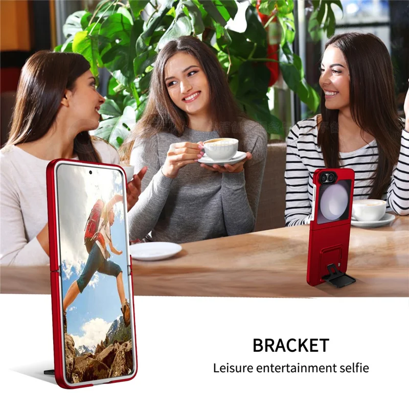 For Samsung Galaxy Z Flip7 FE 5G / Z Flip6 5G Case Kickstand Anti-Scratch Hard PC Phone Cover - Red