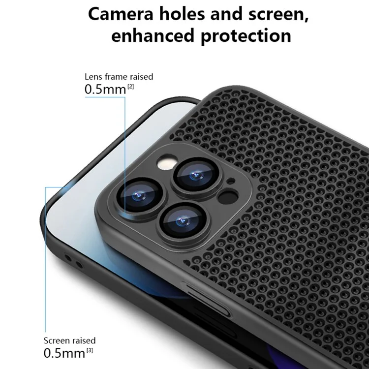 X-LEVEL For iPhone 13 Pro Max Case Hard PC Lens Protection Heat Dissipation Phone Cover - Black