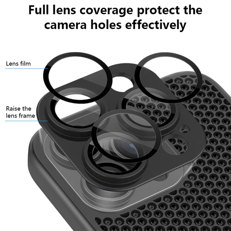 X-LEVEL For iPhone 13 Pro Max Case Hard PC Lens Protection Heat Dissipation Phone Cover - Black