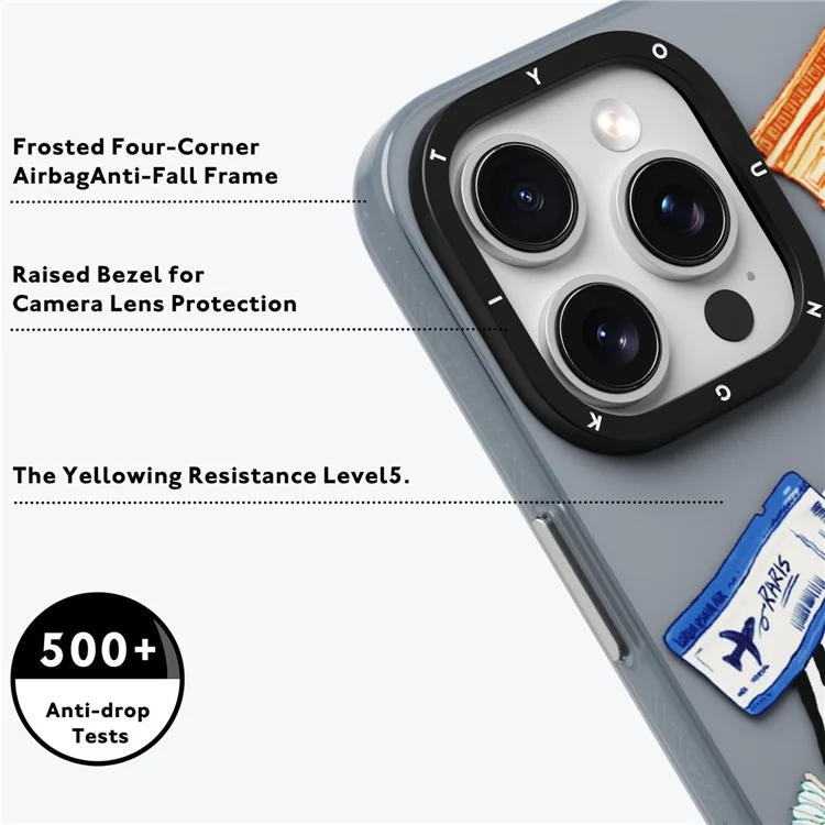 YOUNGKIT I'm Here Paris Series per iPhone 15 Pro Max Custodia Magnetica Airbag Protettiva PC+TPU Custodia per Telefono