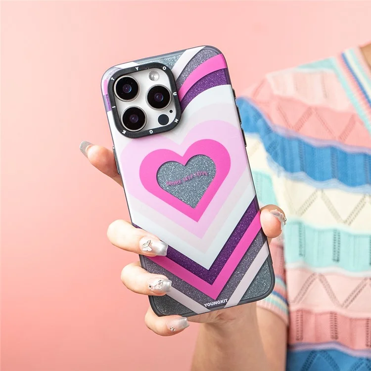 YOUNGKIT Dazzling Series For iPhone 15 Pro Case Hard PC Pattern Phone Cover Compatible with MagSafe - Ola