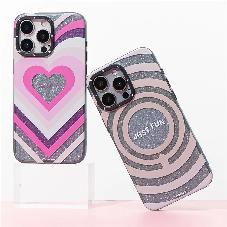 YOUNGKIT Dazzling Series For iPhone 15 Pro Case Hard PC Pattern Phone Cover Compatible with MagSafe - Ola