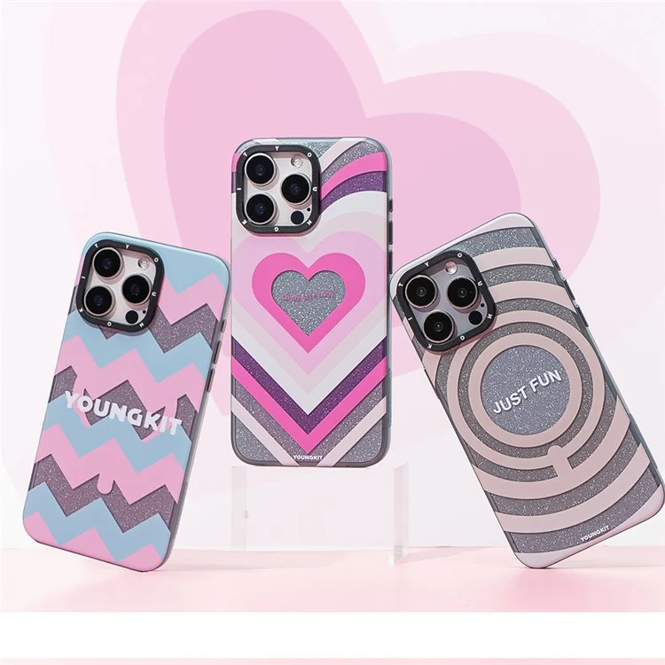 YOUNGKIT Dazzling Series For iPhone 15 Pro Case Hard PC Pattern Phone Cover Compatible with MagSafe - Ola