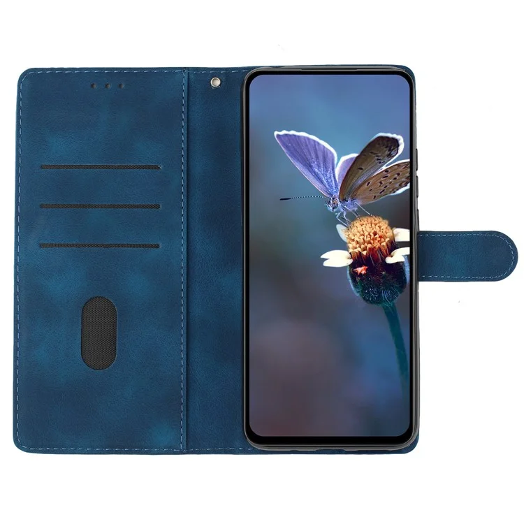Per Xiaomi Redmi Note 13 Pro+ 5G Case PU Leather Butterfly Flower Pattern Anti-Scratch Phone Cover - Blue