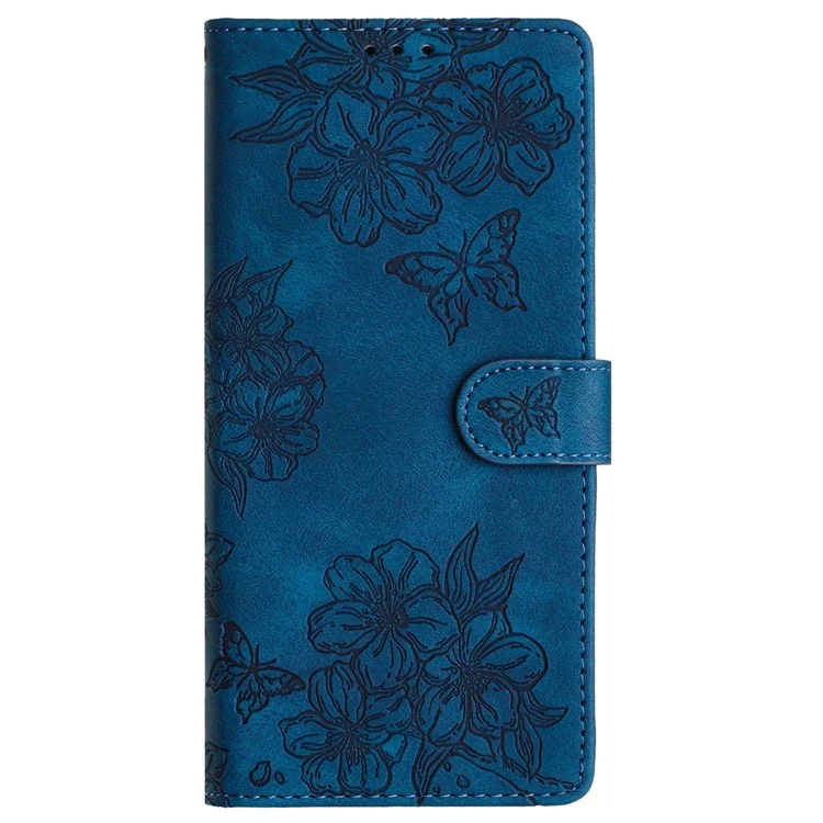 Per Xiaomi Redmi Note 13 Pro+ 5G Case PU Leather Butterfly Flower Pattern Anti-Scratch Phone Cover - Blue