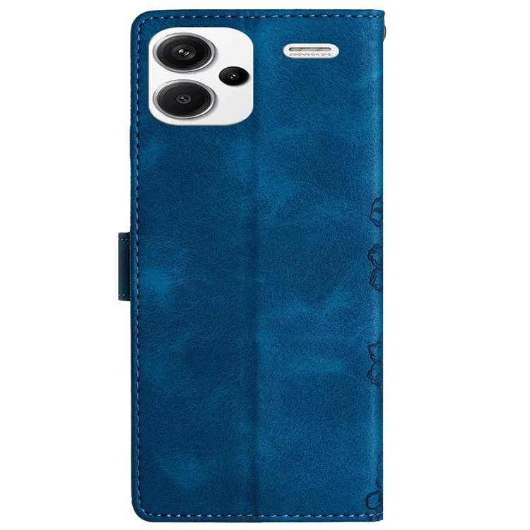 Per Xiaomi Redmi Note 13 Pro+ 5G Case PU Leather Butterfly Flower Pattern Anti-Scratch Phone Cover - Blue
