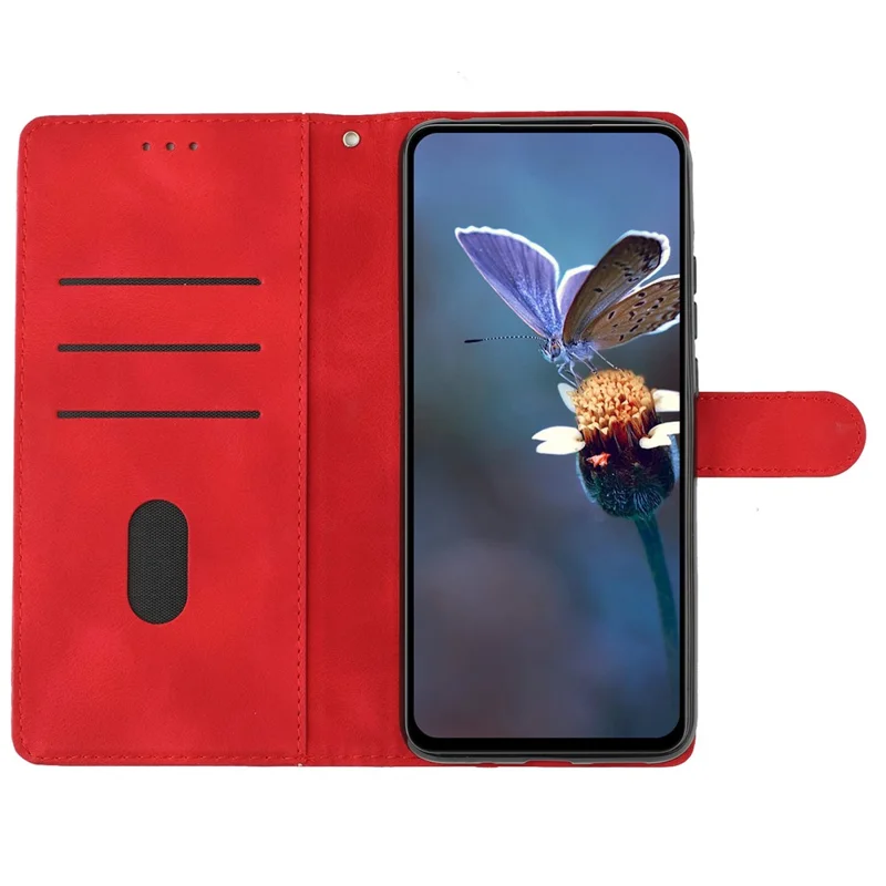 For Xiaomi Redmi Note 13 Pro+ 5G Case PU Leather Butterfly Flower Pattern Anti-scratch Phone Cover - Red