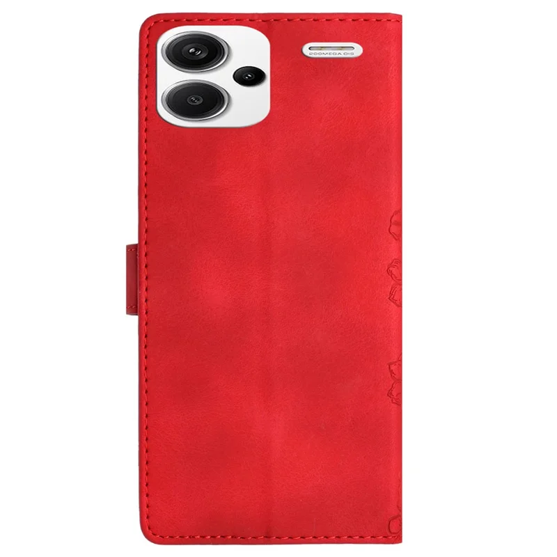 For Xiaomi Redmi Note 13 Pro+ 5G Case PU Leather Butterfly Flower Pattern Anti-scratch Phone Cover - Red