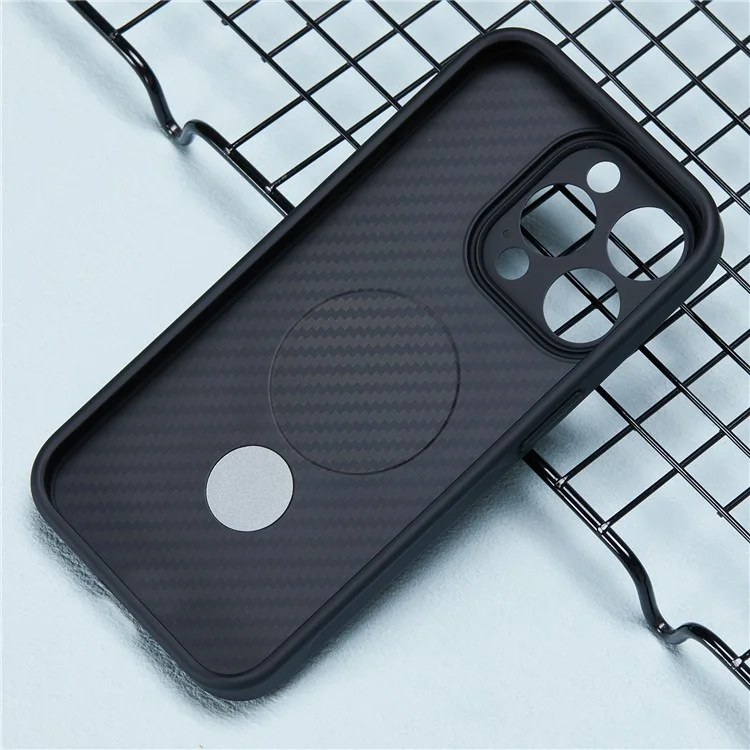 Para iPhone 15 Pro Case Hidden Magnetic Kickstand TPU+PC Phone Cover Carbon Fiber Texture