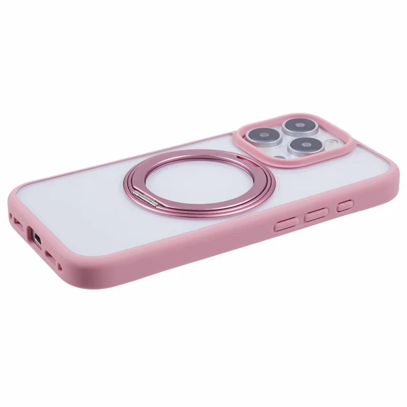 Para o caso do iPhone 16 Pro PC+TPU Phone Cover Rotação Anel Suporte Kickstand - Rosa