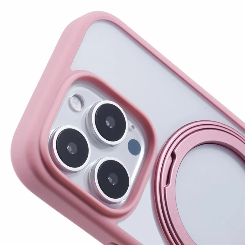 Para o caso do iPhone 16 Pro PC+TPU Phone Cover Rotação Anel Suporte Kickstand - Rosa