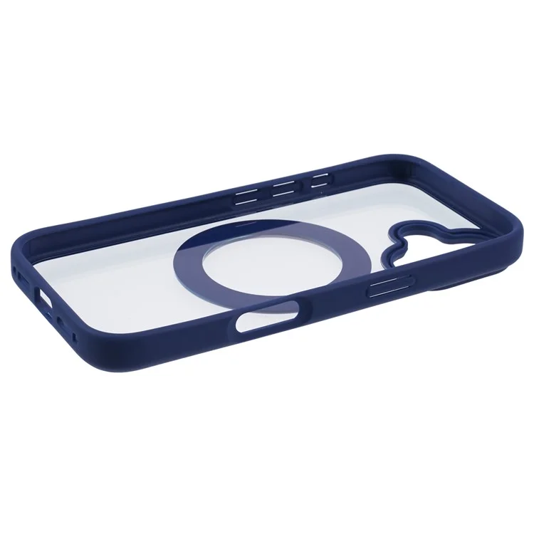 Für iPhone 16 Case mit integriertem Ständer PC+TPU Handyhülle mit Drehring - Blau