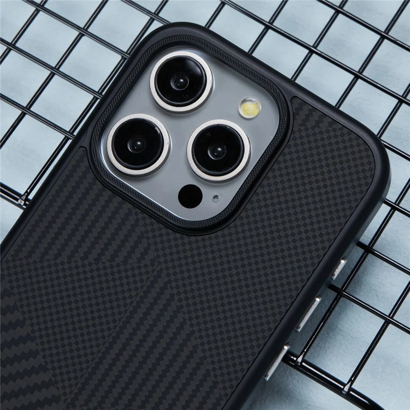 X-LEVEL For iPhone 15 Pro Case Ultra-thin PC Hard Phone Cover Carbon Nano Fiber Texture - Black