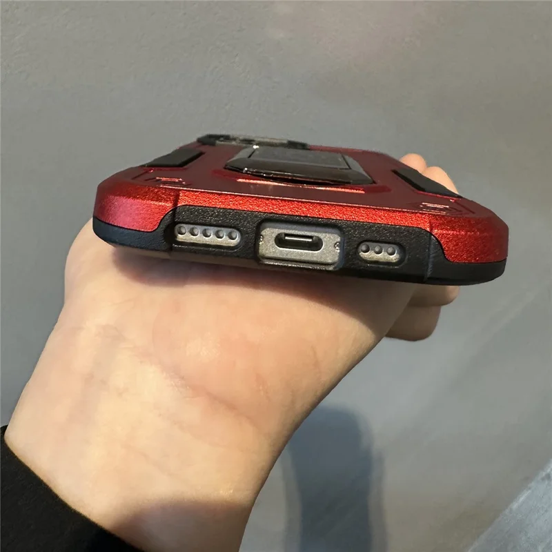 For iPhone 16 Kickstand Case Anti-Drop PC+TPU Phone Cover - Red