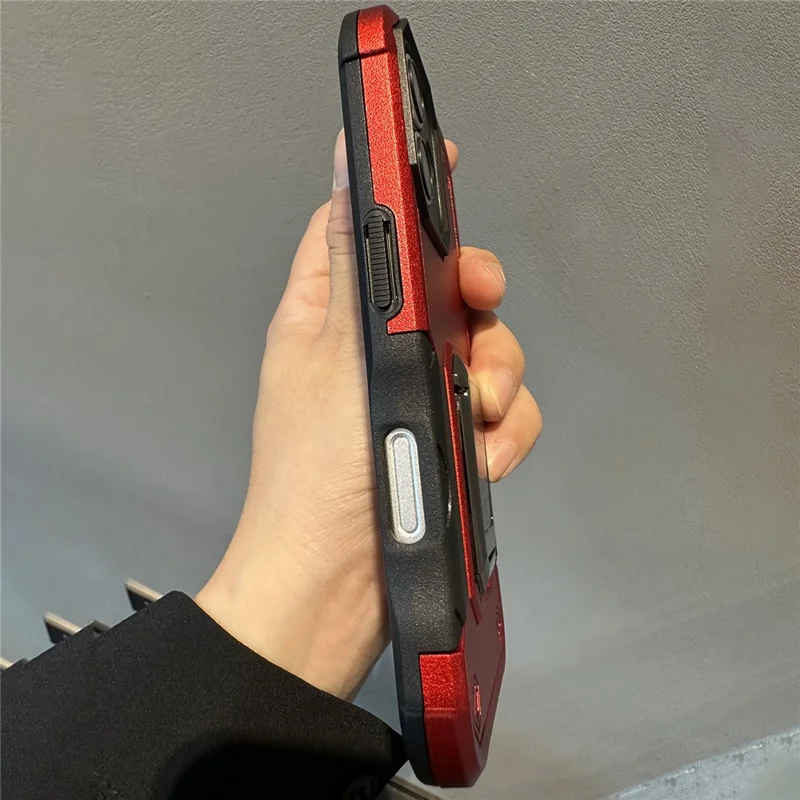 For iPhone 16 Kickstand Case Anti-Drop PC+TPU Phone Cover - Red