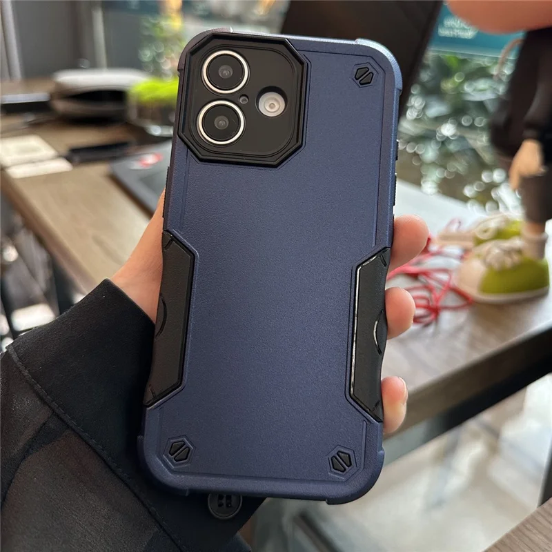 For iPhone 16 Case PC+TPU Protective Phone Cover - Navy Blue