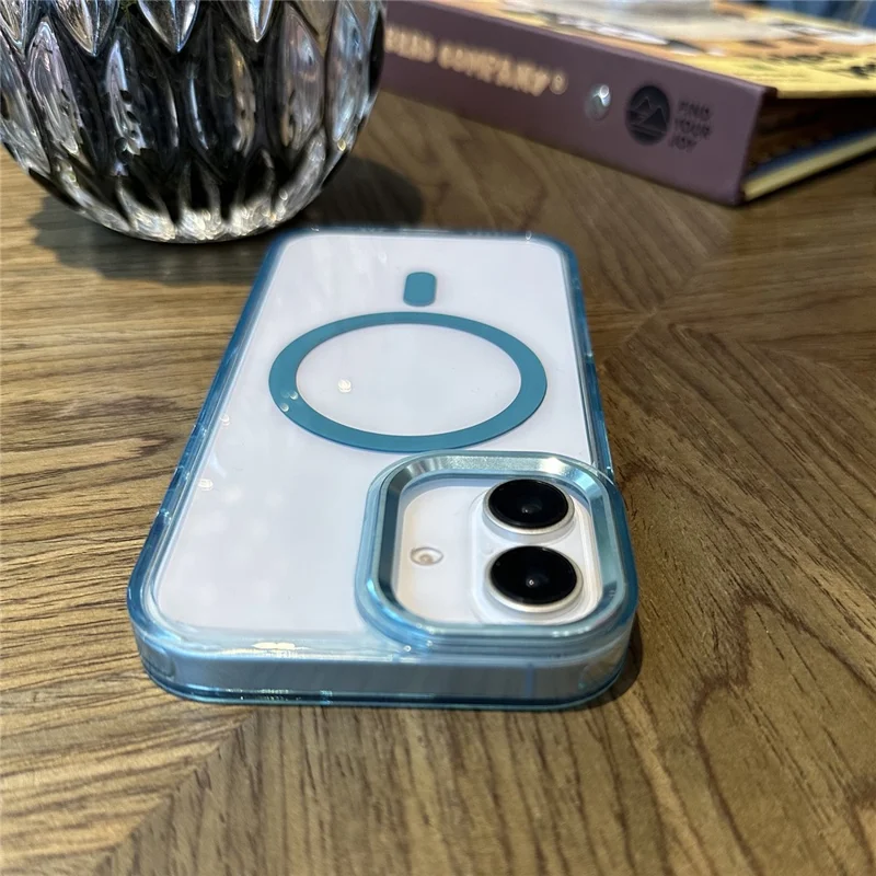 For iPhone 16 Plus Magnetic Case Anti-Drop PC+TPU Hybrid Phone Cover - Blue