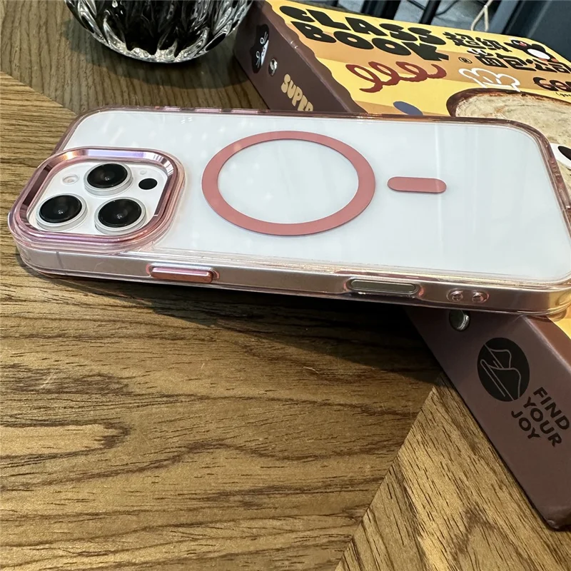 Voor iPhone 16 Pro-hoesje compatibel met MagSafe PC+TPU stootvaste telefoonhoes - Roze