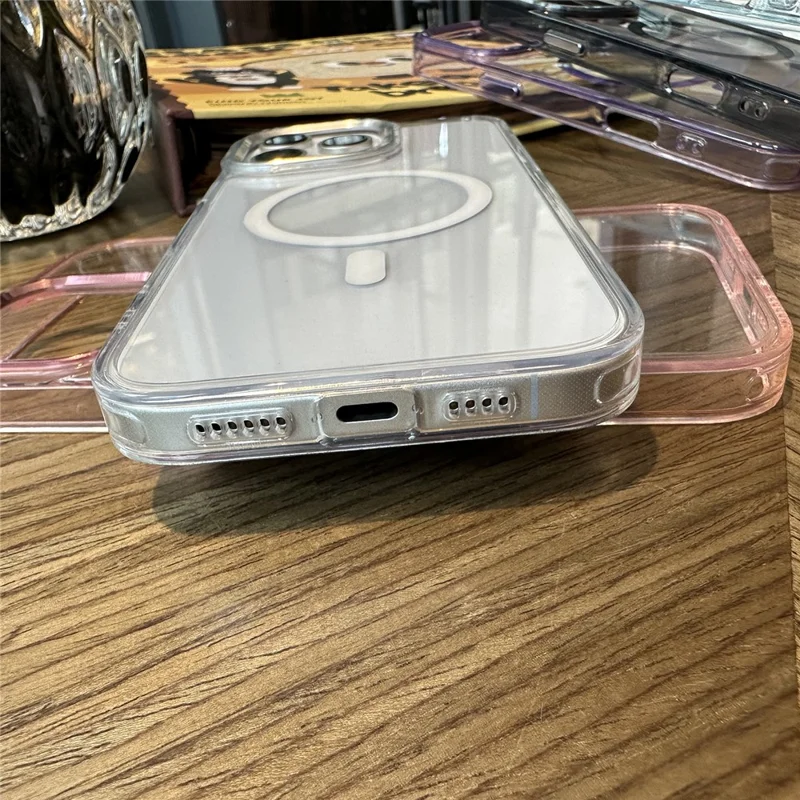 Voor iPhone 16 Pro-hoesje compatibel met MagSafe PC+TPU stootvaste telefoonhoes - Roze