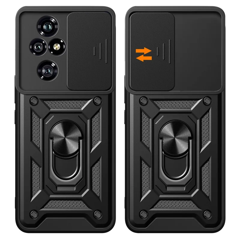 For Honor 200 Pro 5G Kickstand Case PC+TPU Phone Shell with Slide Camera Lid - Rose Gold