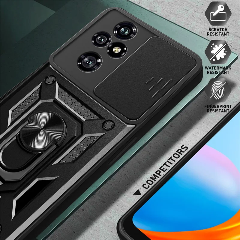 For Honor 200 Pro 5G Kickstand Case PC+TPU Phone Shell with Slide Camera Lid - Rose Gold
