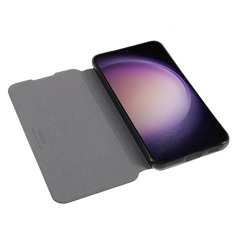 X-LEVEL Colorful-2 Series For Samsung Galaxy S23+ Case Magnetic Absorption Leather Phone Cover - Black