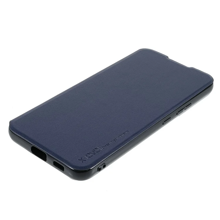 X-LEVEL Colorful-2 Series For Samsung Galaxy S23 Case Stand Leather Phone Cover Magnetic Absorption - Dark Blue