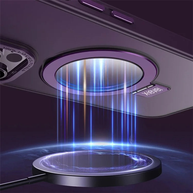 X-LEVEL Для iPhone 14 Pro Max Чехол Магнитная Подставка ТПУ+ПК Чехол Металлическая Рамка Объектива - Прозрачный Белый