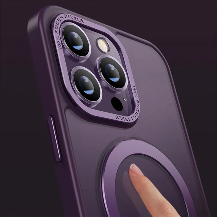 X-LEVEL Для iPhone 14 Pro Max Чехол Магнитная Подставка ТПУ+ПК Чехол Металлическая Рамка Объектива - Прозрачный Белый