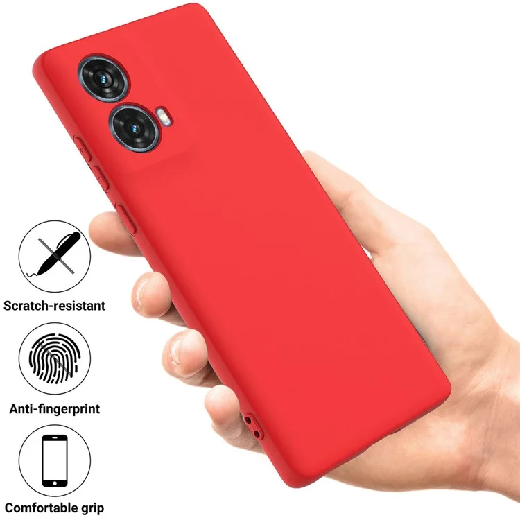For Motorola Moto G85 5G / S50 Neo 5G Case Anti-Drop Liquid Silicone Phone Cover with Wrist Strap - Red